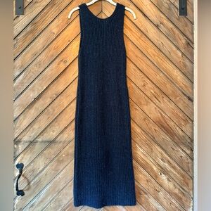 Theory Chunky Knit Midi Dress tank Alpaca Wool Navy Women’s Sweater fitted Small